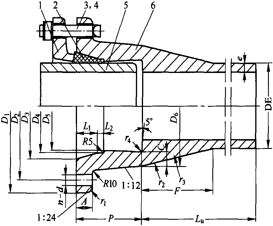 3.3.2 K型接口尺寸(图3-2和表3-3)